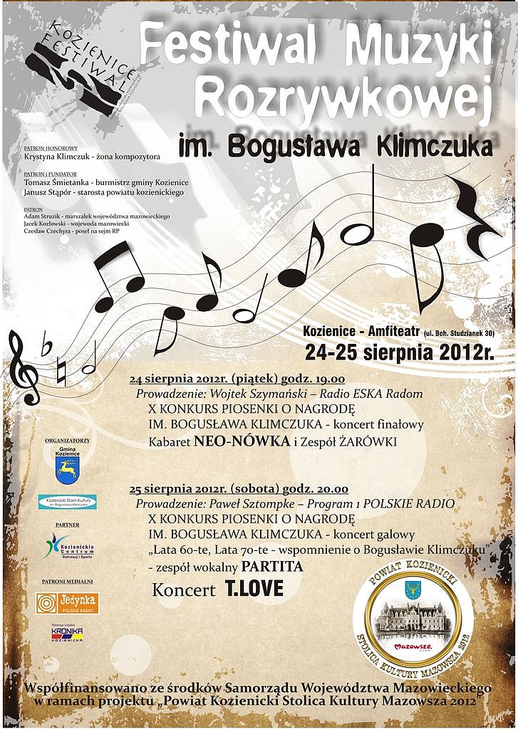 T.LOVE, Partita, Żarówki oraz Kabaret Neonówka na Festiwalu Muzyki Rozrywkowej im. Bogusława Klimczuka w Kozienicach