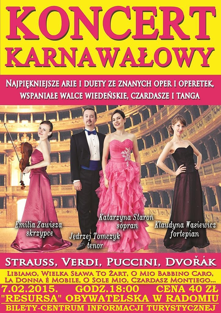 Koncert Karnawałowy najpiękniejszych arii i duetów w Resursie w Radomiu