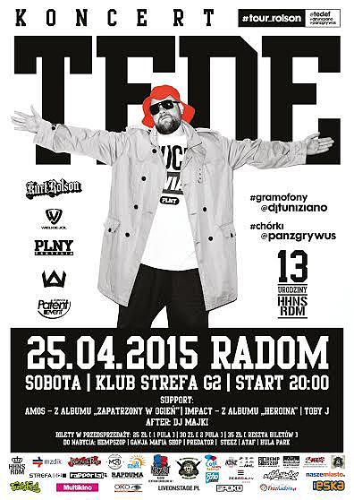 TEDE i "Kurt Rolson" w Strefie G2 - już 25 kwietnia zapraszamy na koncert do Radomia!
