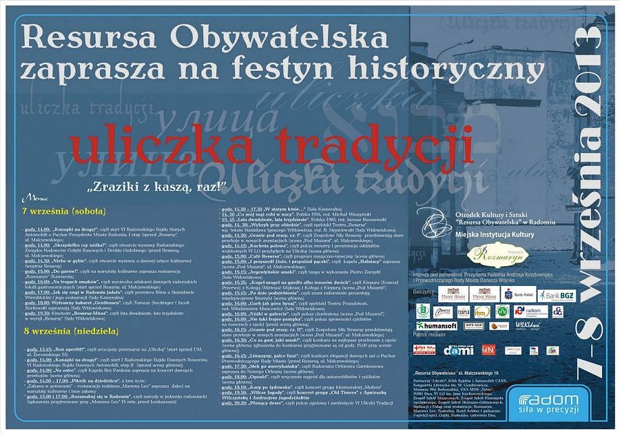 Wyśmienite menu VI Uliczki Tradycji, Radom 7 - 8 września 2013!