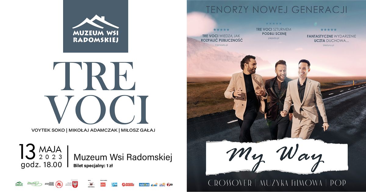 Noc Muzeów - TRE VOCI koncert w Muzeum Wsi Radomskiej