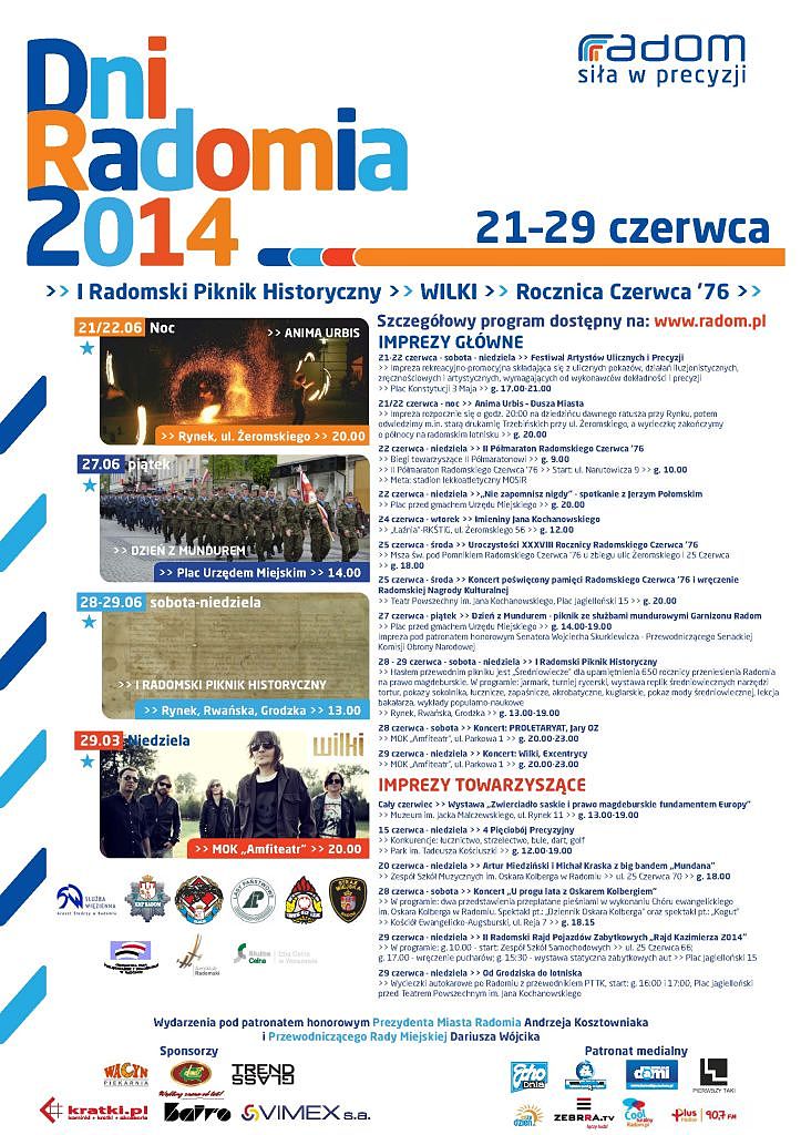 Dni Radomia 21 - 29 czerwca 2014 - bogaty program wydarzeń z Wilkami na zakończenie!