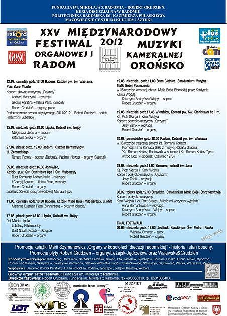 Radom-Orońsko - Festiwal Muzyki Organowej i Kameralnej 2012